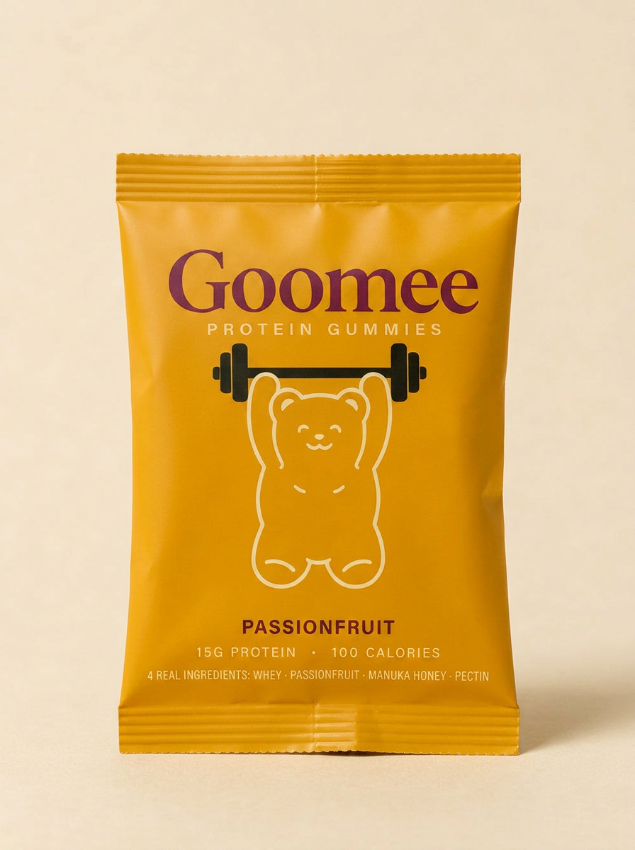 Goomee Passionfruit single-serve protein gummy pouch